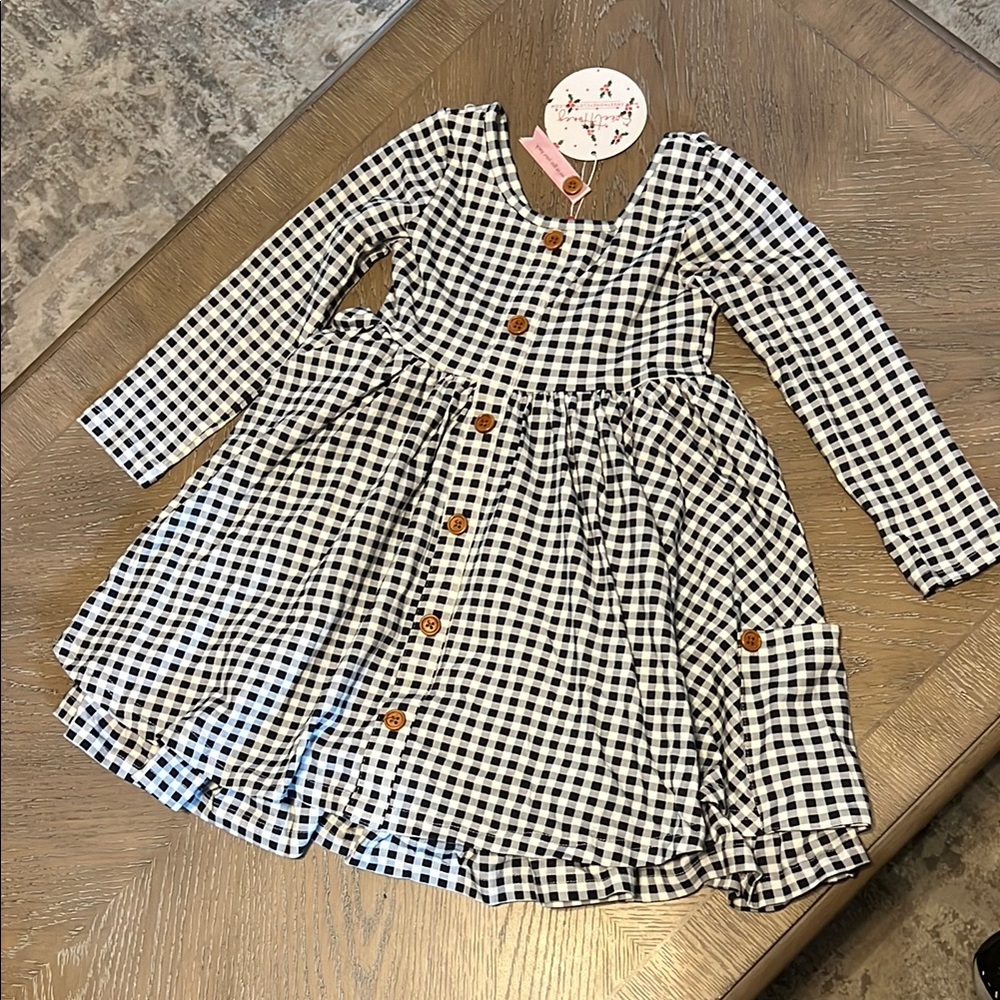 NWT Sweet Honey Classic Black and White Checkered Kids Dress